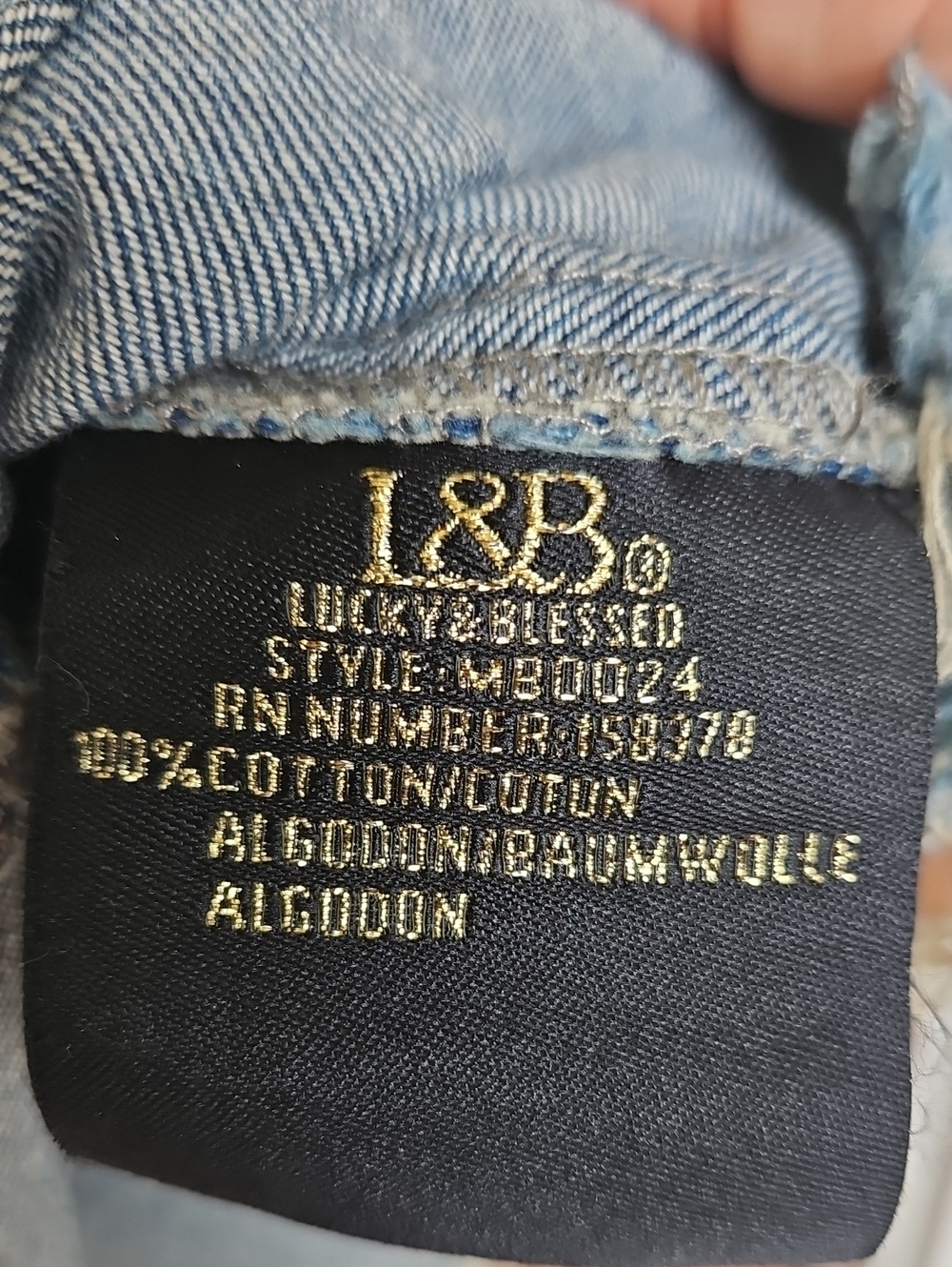 Lucky And Blessed Blue Denim Fringe Cowboy Western Button-Down Size Large Jacket - Picture 5 of 5